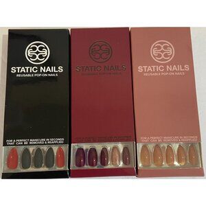 Lot of 3 Static Nails Pop On Reusable Manicures All New